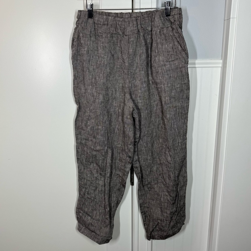 Len Ok Lenok Linen Pants Size Large Lagenlook Relaxed Leg Comfort gray‎